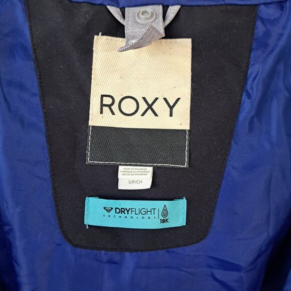ROXY JETTY Snowboard Jacket Small Mazarine Blue Mind Jingle Floral *SHELL ONLY* - Picture 6 of 14